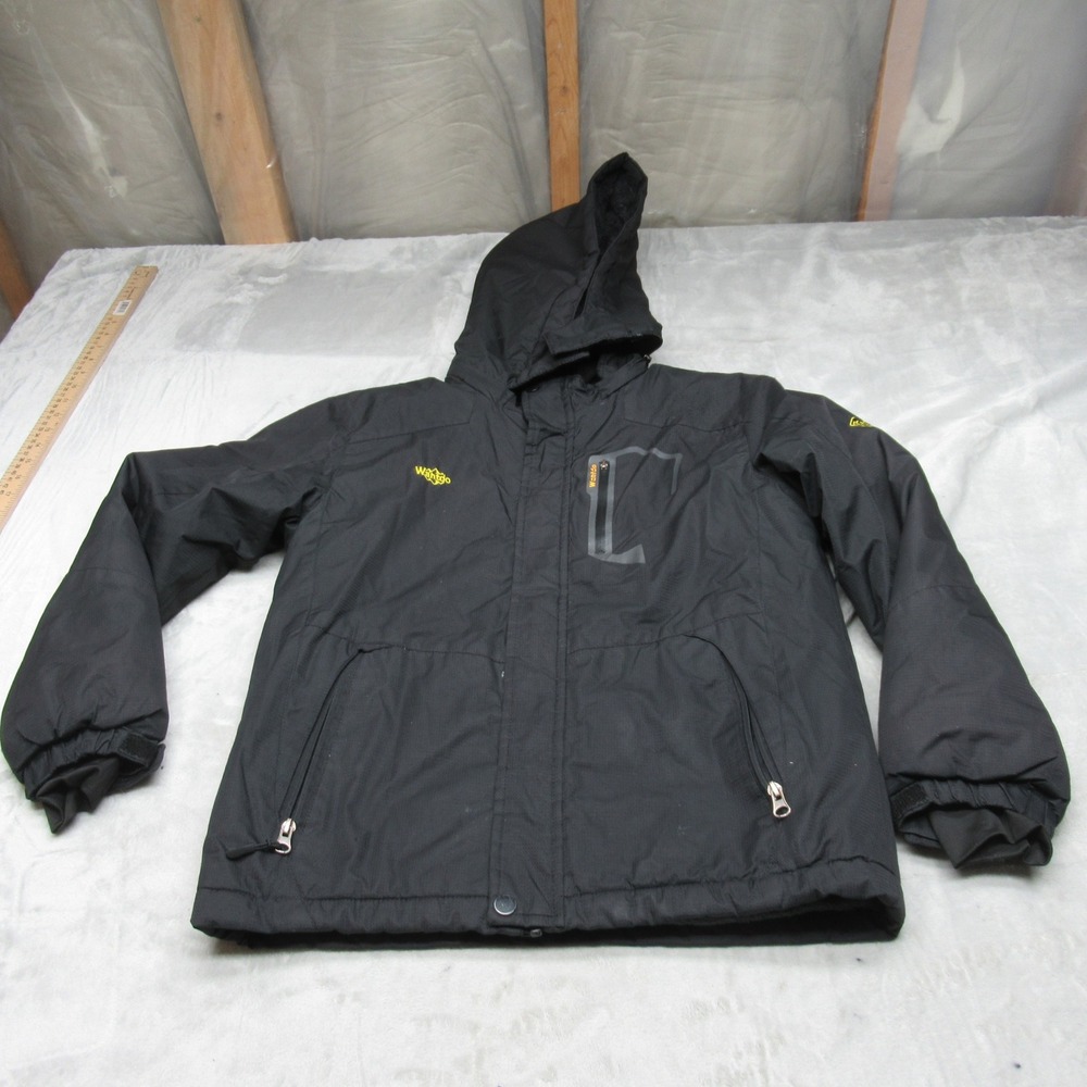 Wantdo Jacket Kids 10-12 Black Fleece Lined Hooded Winter Ski‎ Snow Full Zip